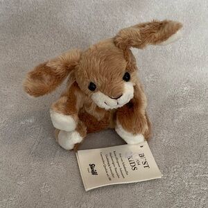 Steiff Tan White Bunny Rabbit Plush Hoppel Stuffed Animal W Tags button Easter